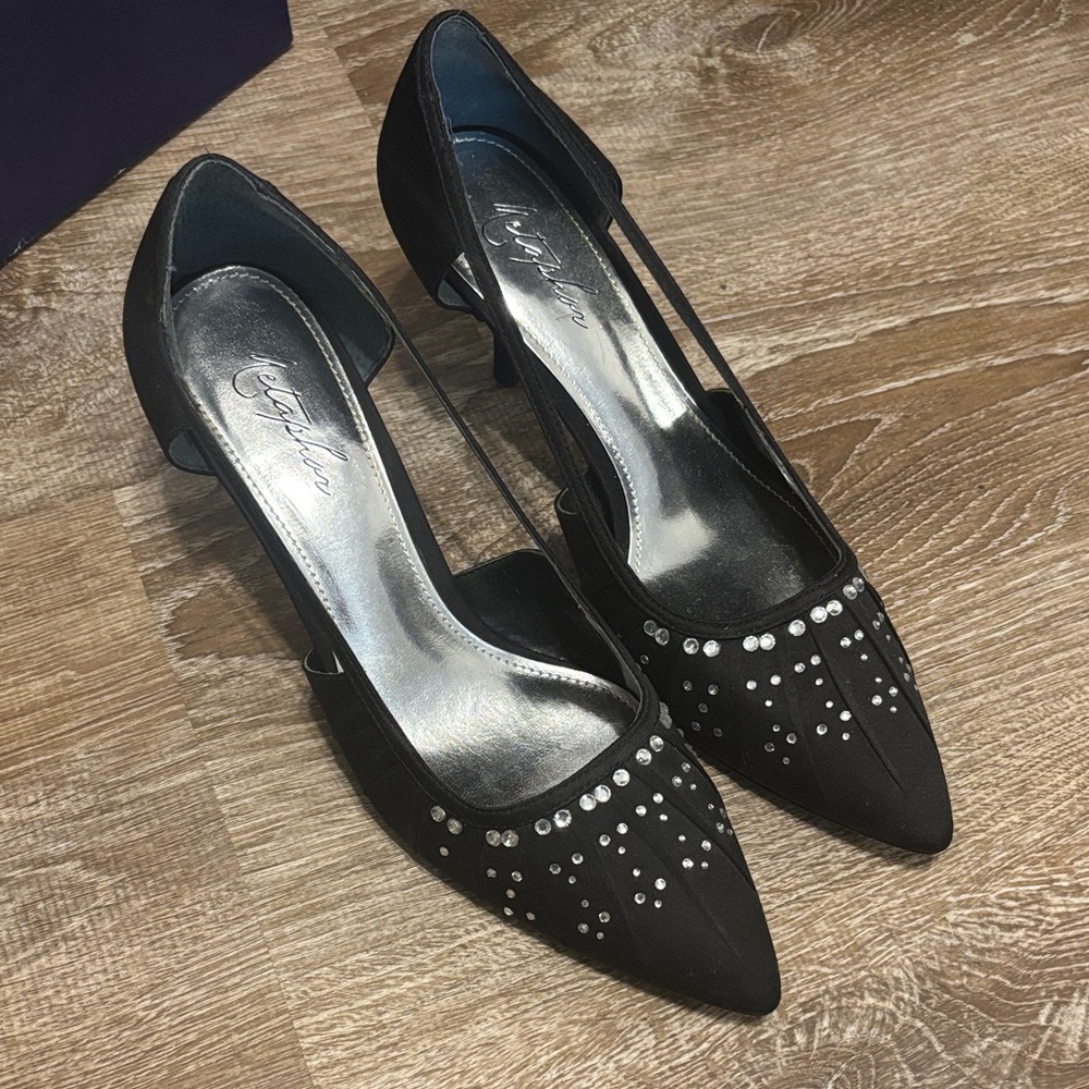 Metaphor Black Heels with Rhinestone Accents